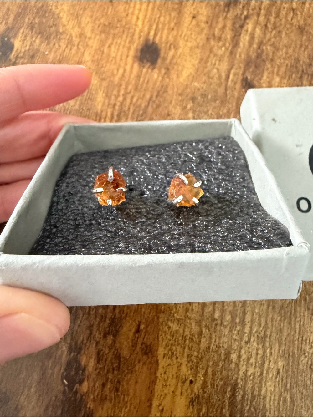 Sterling Silver Citrine-Orange Stud Earrings